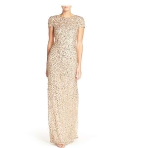 Adrianna Papell Scoop Back Sequin Gold/Champagne